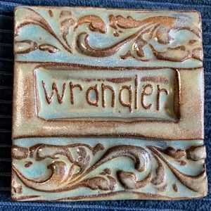 WRANGLER TileSmile 3x3 Decorative Handmade Ceramic Green Blue Tile